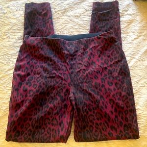 INC International Concepts burgundy cheetah print stretchy skinny leg pants Sz 4